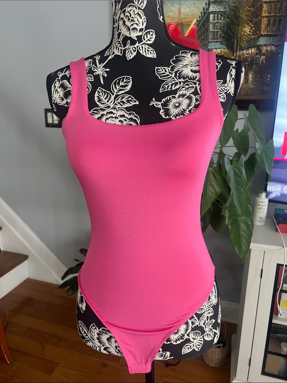 New  Pink Scoop Neck Bodysuit